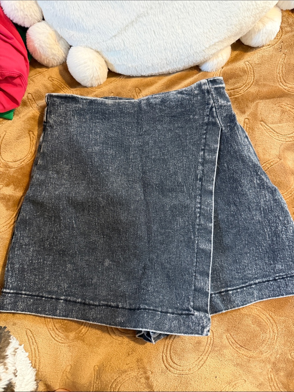 Women’s Black Washed Denim Wrap Skirt/short